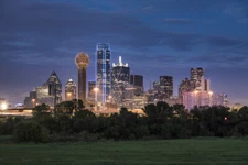 Dallas Texas Skyline Reunion Tower Illuminated At Night Photo Poster 18x12