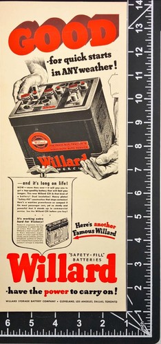 1942 Willard Storage Battery Co Quick Start Cleveland OH Vintage Print Ad - Picture 2 of 6