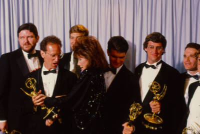 Gerard Mulligan Michele Lee writing staff of 'Late Night with - 1985 Old Photo 1