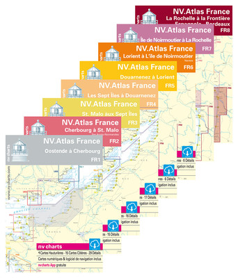 NV Sportbootkarten Frankreich # Papier Atlas Tablet, FR 1 2 3 4 5 6 7 8 9 10 11
