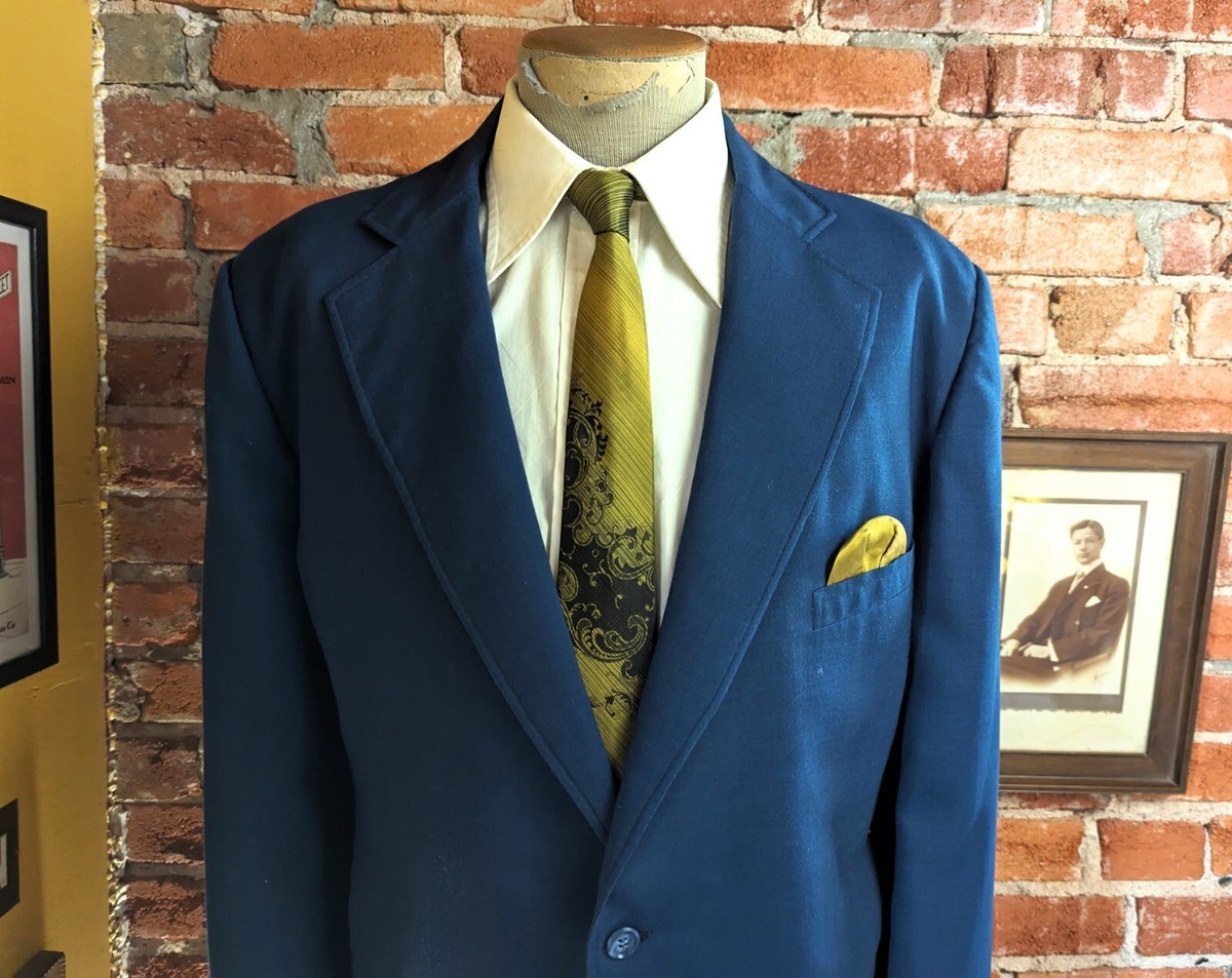 70s ビンテージ PLAY BOY スーツ ネイビー S xpv 1970s Blue Suit Jacket Vintage Mens Blazer / Sport Coat