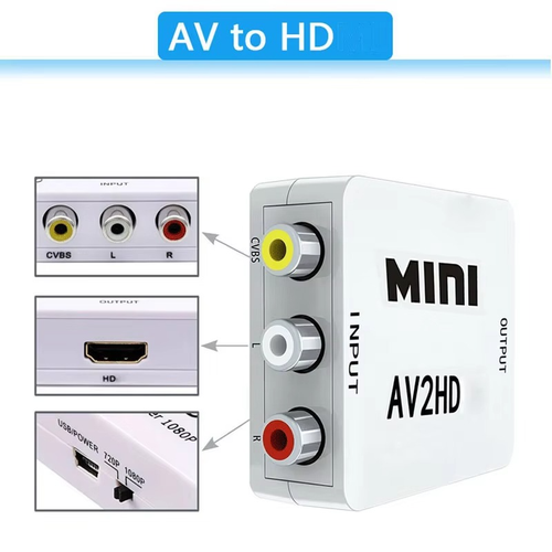 Composite AV CVBS 3RCA to HDMI Video Cable Converter 1080p Upscaling - Picture 2 of 6