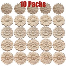 10PCS Hand Carved Solid Hardwood Applique/Onl...