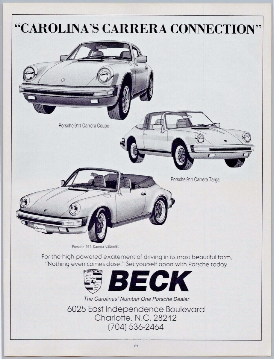 1985 Porsche 911 Carrera Coupe ,911 Carrera Targa Print Ad