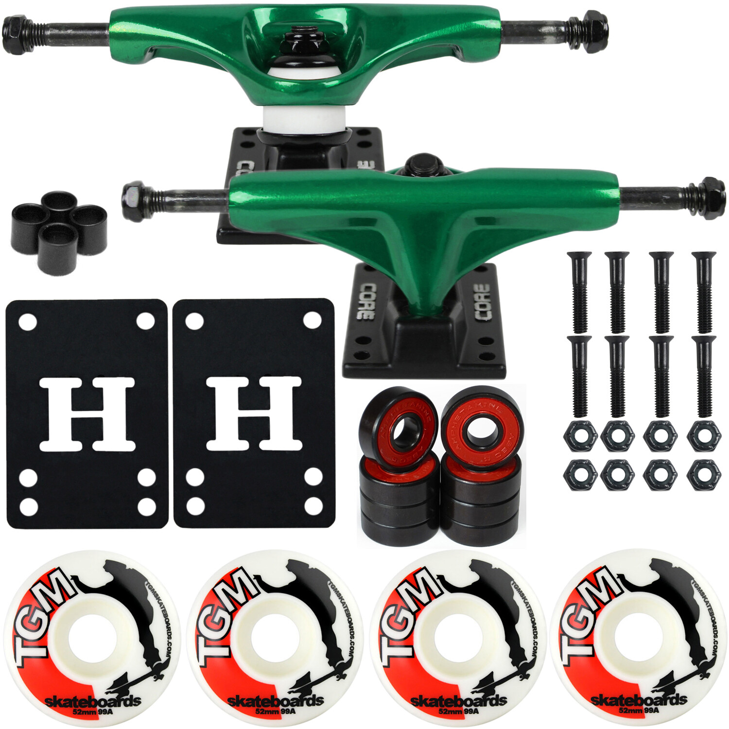 Package 5.0"  Trucks With 52mm White Wheels + Components