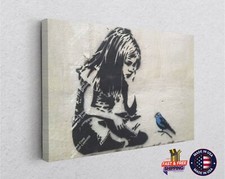 Girl With Blue Bird Banksy Street Wall Graffiti Canvas D cor Art Print Room