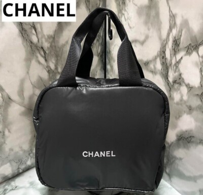 CHANEL Mini Boston Black Cosmetic Pouch Makeup Storage Bag