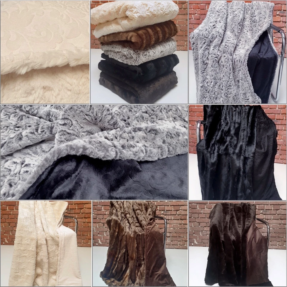 Webpelz Decke Zweiseitig Kunstfell Plüsch Stoff Kuscheldecke Warm