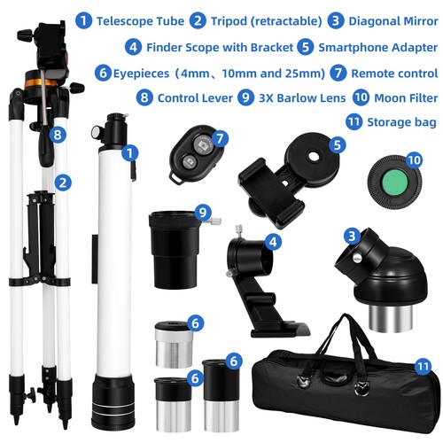 700mm Astronomical Telescope 525X with Phone Adapter for Beginner Moon Watching - Picture 9 of 11