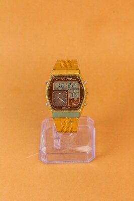 Citizen - Crystron 41-9524 Gold/Brown Chronograph Dual Time Ana