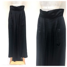 Vintage VTG 1930s 1940s 30s 40s Black Sleek Maxi Skirt