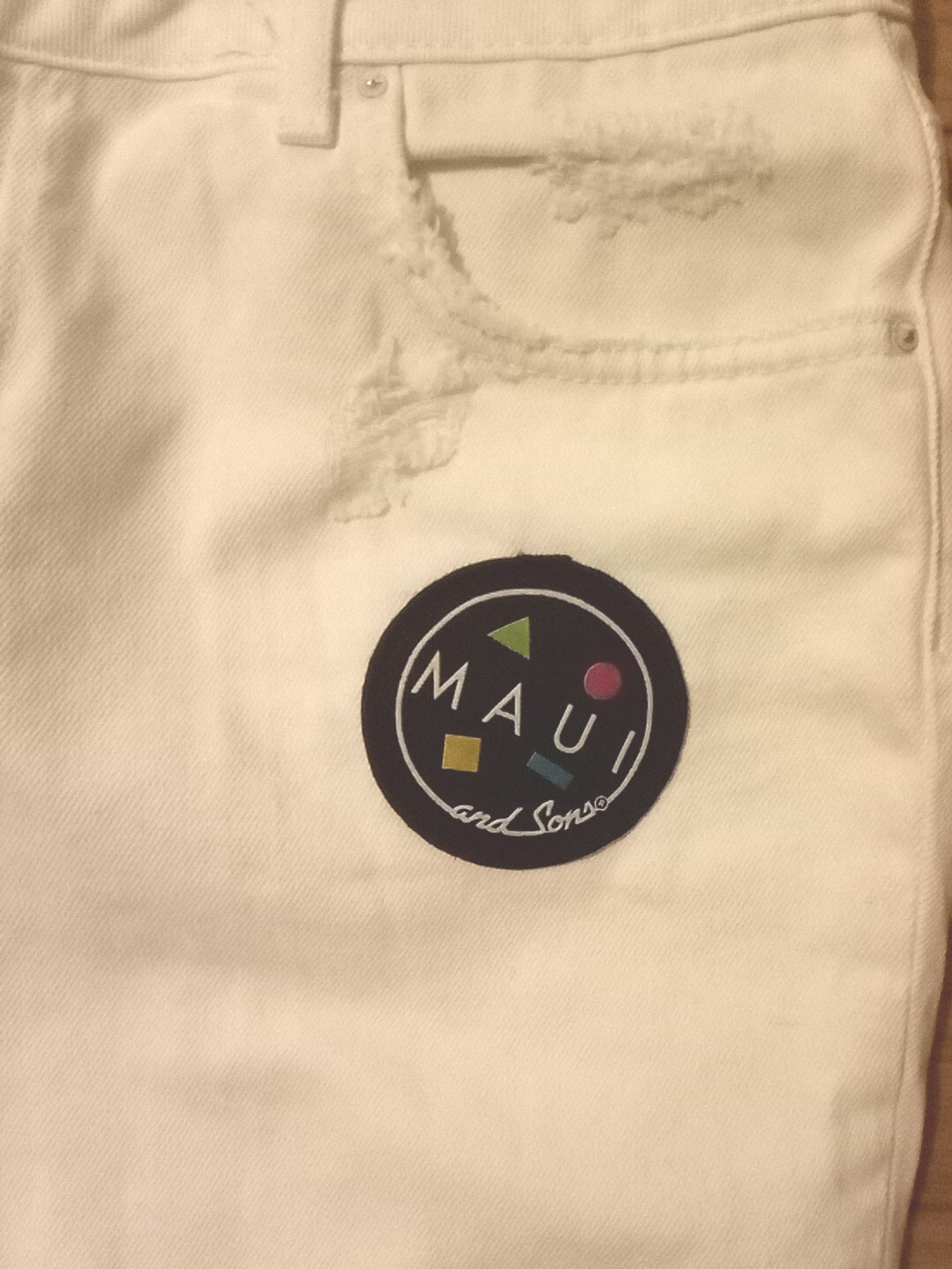 Zara Basic Limited Edition Maui And Sons Patchwork Size 6 Distressed White Jeans image 4