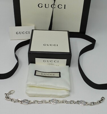 Gucci Bracelet SZ 19 Authentic Silver Unisex Mens Womens Fits Up To 8 inch Wrist