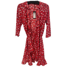 Vero Moda Red Floral Poly 3/4 Wrap Dress | Medium | (MSRP $49)