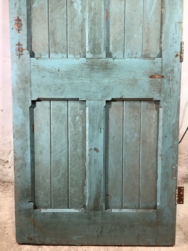 35 5/8"X 84 5/8" 1930s Internal Painted Pitch Pine Four Panel Door 2over2 Old - Picture 9 of 12