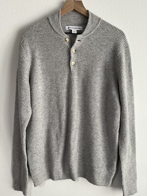 Amazon Essentials Mens Henley Grey Pullover Knit Sweater Size Medium NWT!