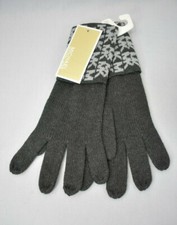 Michael Kors KNIT Gloves Gray Mk Logo Gloves 1SZ NEW WITH TAG