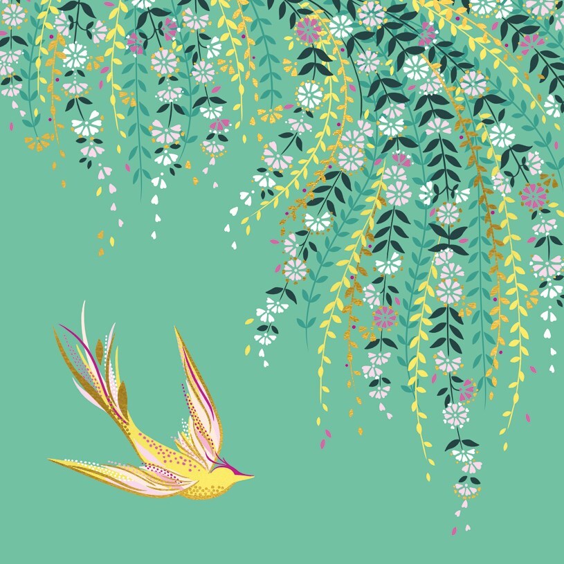 Sara Miller Flowerbird Greeting Card - The Art File Birthday Card Made in the UK