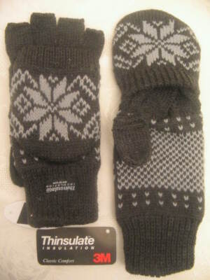Warme Handschuhe Fingerlos Fäustlinge 2in1 Klappe Norweger THINSULATE Futter