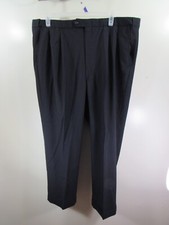 Mens Berle Dress Pants Size 42L Blue Pleated Front Extended Waist Pockets