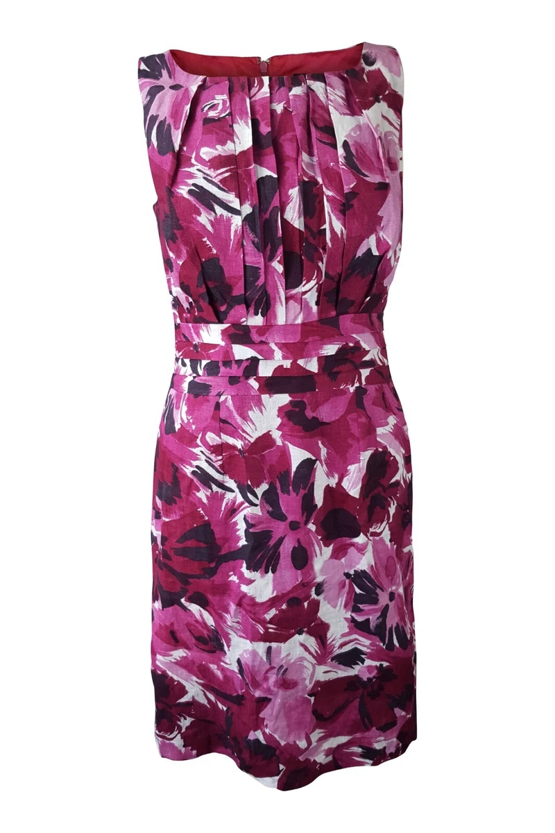 LAURA ASHLEY Vintage 100 Linen Pink Floral Shift Dress and Jacket UK 8