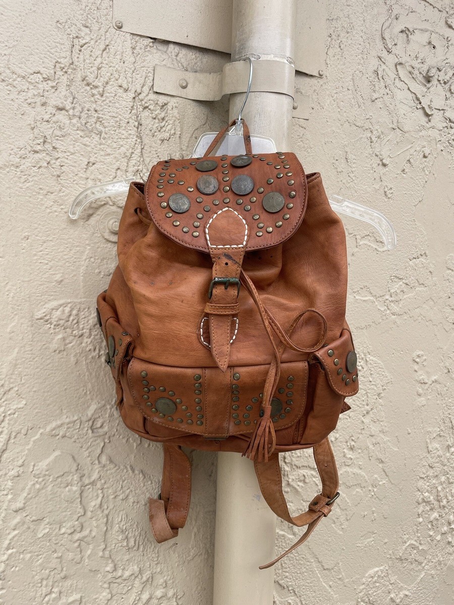 Anthropologie Z&L Boho Tribal Leather backpack Beach School Studs