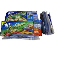 ZIPLOC Zip N Steam NEW Cooking bags 17 MED, 3 Large DISCONTINUED Open Package