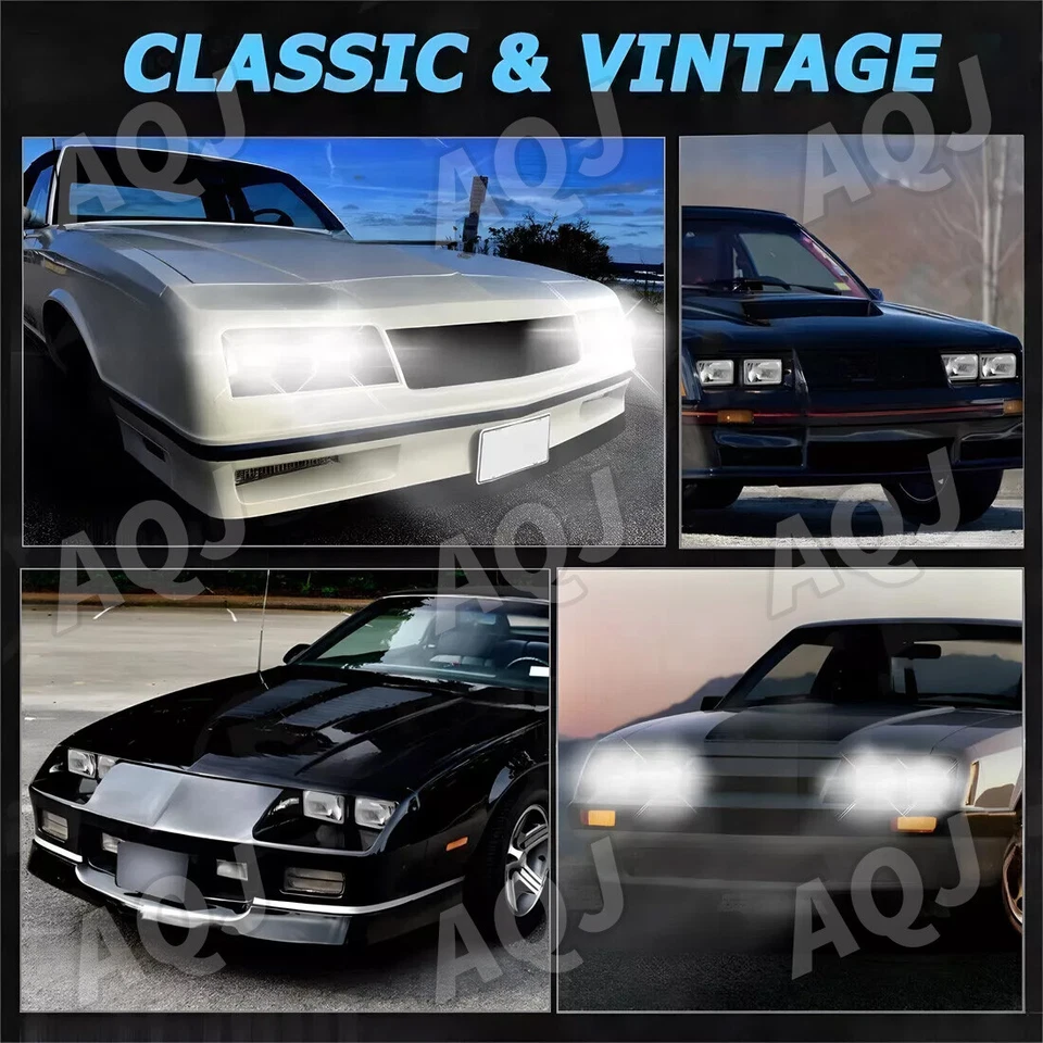 Pair 4x6" LED Headlights Halo Beam For Pontiac Firebird 1991-1997 Trans Sport Foto 2 de 4