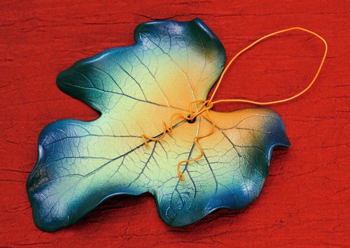 Oregon Grape Leaf Handmade Porcelain Ornament By Dorothy Steel In Portland OR - Picture 2 of 5