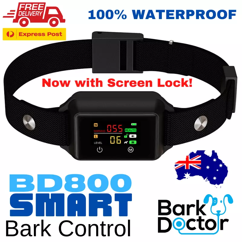 BD800 IPX7 SCREEN LOCK BARK COLLAR Beep Vibration Zap Bark Counter