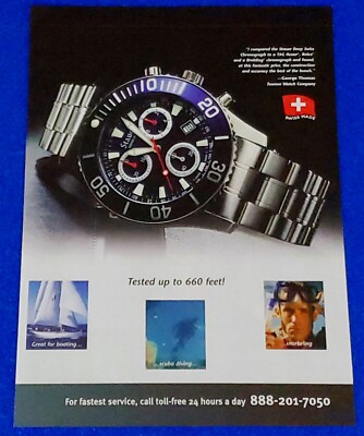 2007 STAUER DEEP SWISS CHRONOGRAPH WRISTWATCH ORIGINAL COLOR PRINT AD SWISS MADE