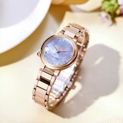 Citizen L Eco-Drive EM0912-84Y Mother Of Pearl Analog Rose Gold