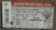 2012-13 Blackpool v Blackburn  - Championship  - Ticket Stub