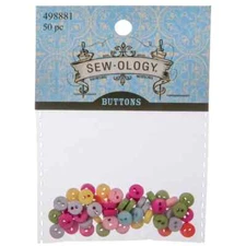 Mini Multicolor Plastic Buttons - 50 Per Pkg