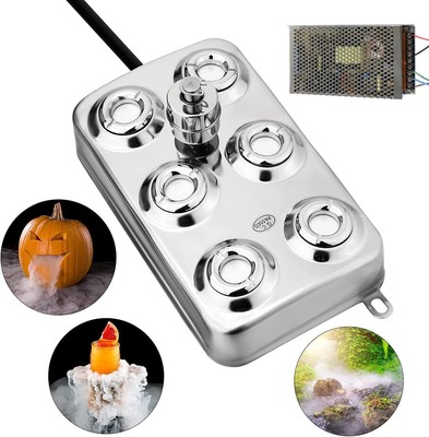 6 Head Ultrasonic Mist Maker Fogger, Mist Fogger Air Humidifier w/ Transformer