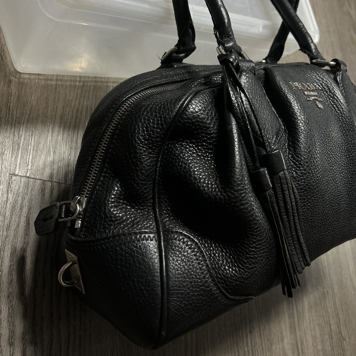 PRADA プラダ LEATHER HAND BAG ボーリングバッグ Yahoo!オークション -「prada ボーリングバッグ」(ブランド別
