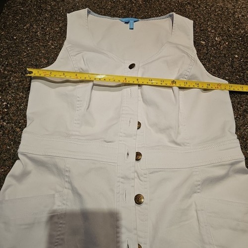 Draper James White Sleeveless Denim Dress Jumper Sz 8 Pockets EUC Perfect - Picture 6 of 15