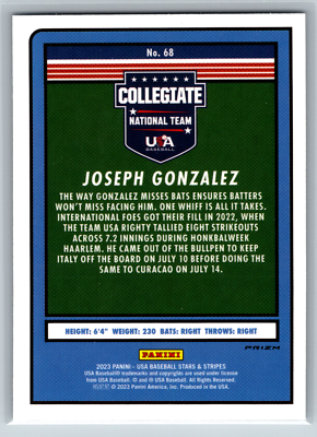 Joseph Gonzalez 2023 Panini Stars & Stripes Silver #68 USA | eBay