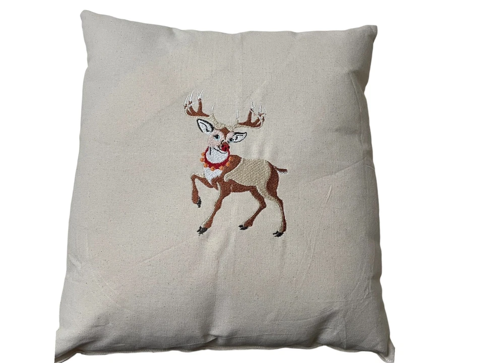 cushions with deer embroidery on canvas material - Image 2 of 4