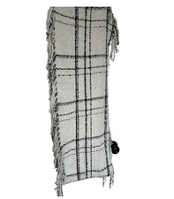 Womens Windowpane Gray Cream Check Infinity Scarf One Size OS