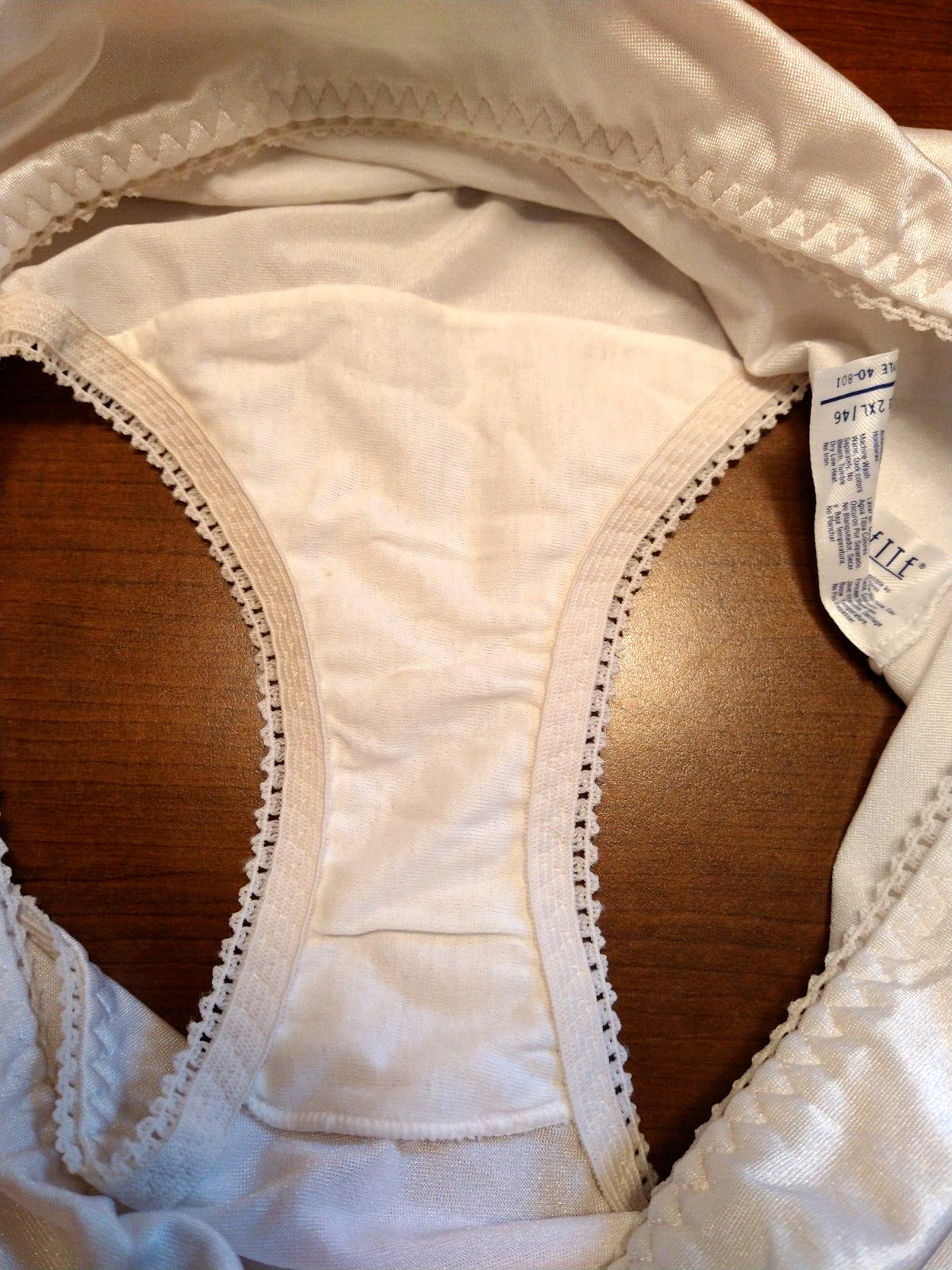 Vtg VASSARETTE Briefs Style 40801 Shiny White Nylon … Gem