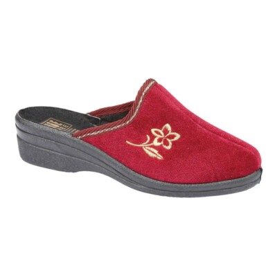 ShoeTree HELEN Burgunderrot Damen Bestickte Pantolette Absatz Hausschuhe