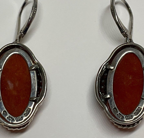 JOY Jade of Yesteryear Sterling Silver Jade Earrings w/ Tourmaline Snake #109 - Picture 4 of 4