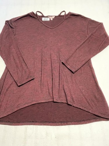 Juicy Couture Top Womens Large Maroon Hi Low Tunic Blouse Long Sleeve Casual