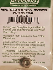 73247 REDDING HEAT TREATED STEEL .247 NECK SIZE BUSHING - BRAND NEW - FREE SHIP