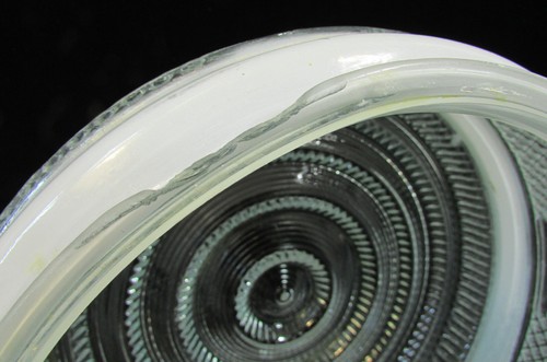 Vintage Art Deco Round Glass CEILING LAMP SHADE with 7¾" Fitter 2 White Stripes - Picture 20 of 21