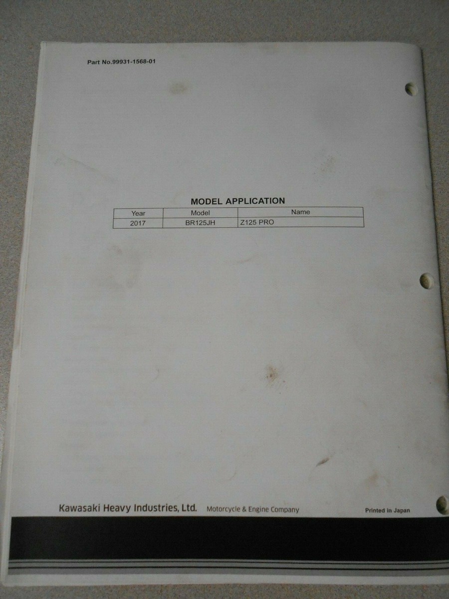OEM Kawasaki Assembly Preparation Manual 2017 BR125 Z125 Pro 99931