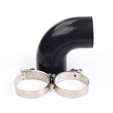 4" 90DEGREE ELBOW TURBO/INTAKE PIPING SILICONE COUPLER HOSE+T-CLAMPS BLACK