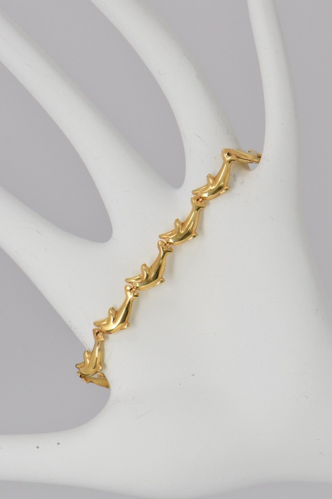 14K Yellow Gold Dolphin Links Bracelet, Modern It… - image 3