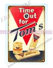 VINTAGE TOM'S metal tin sign wall decor that says home